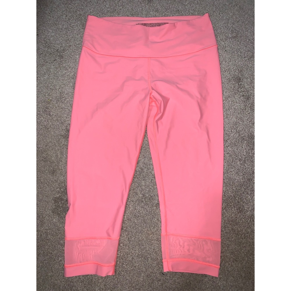 Victoria Sport Neon Pink Mesh Panel Crop Leggings Womens XL Knockout Capris